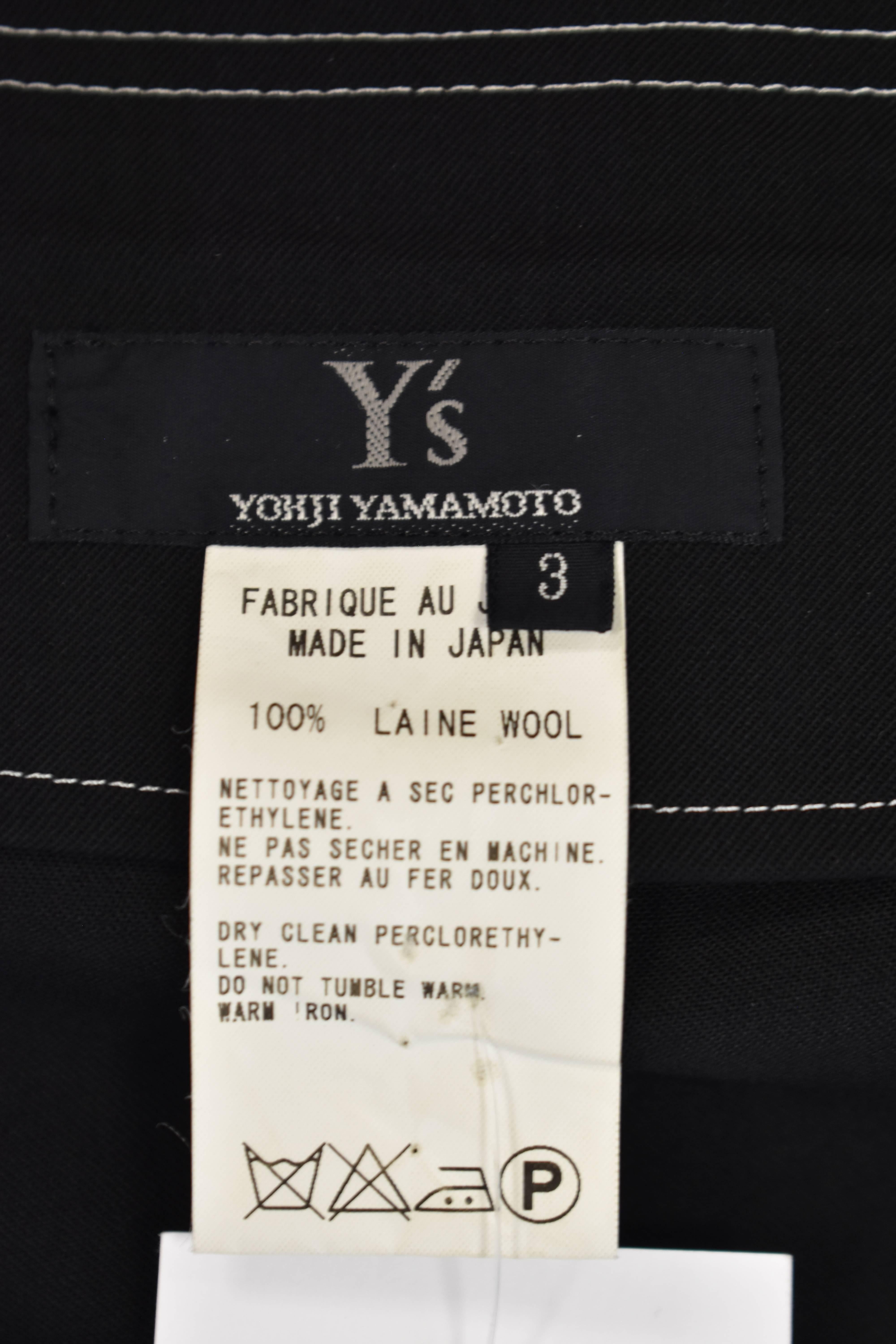 Y’s By Yohji Yamamoto Black A-Line Skirt with Contrast White Stitching and Pocke 1