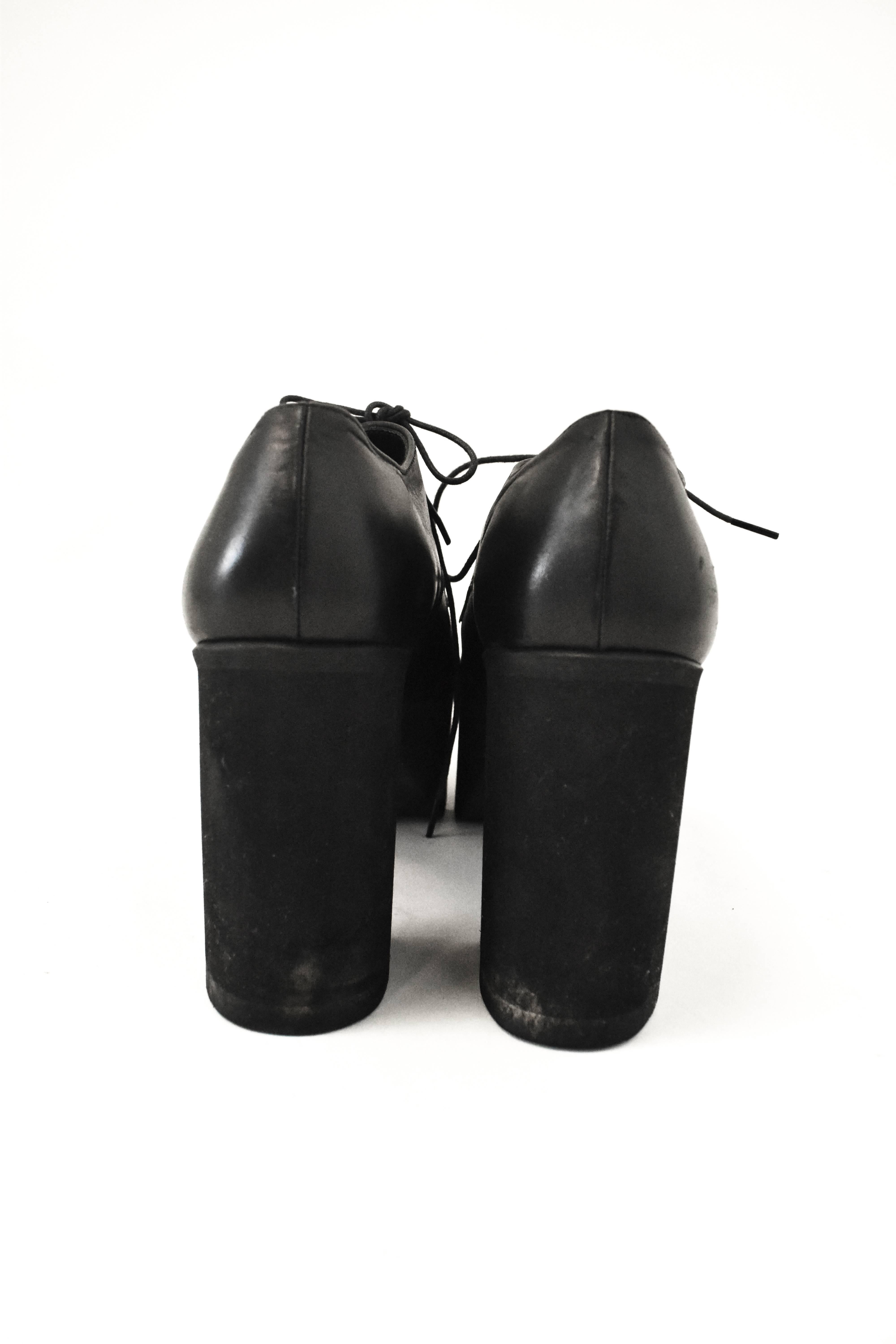 Women's Yohji Yamamoto Black Platform Lace-Up Shoes