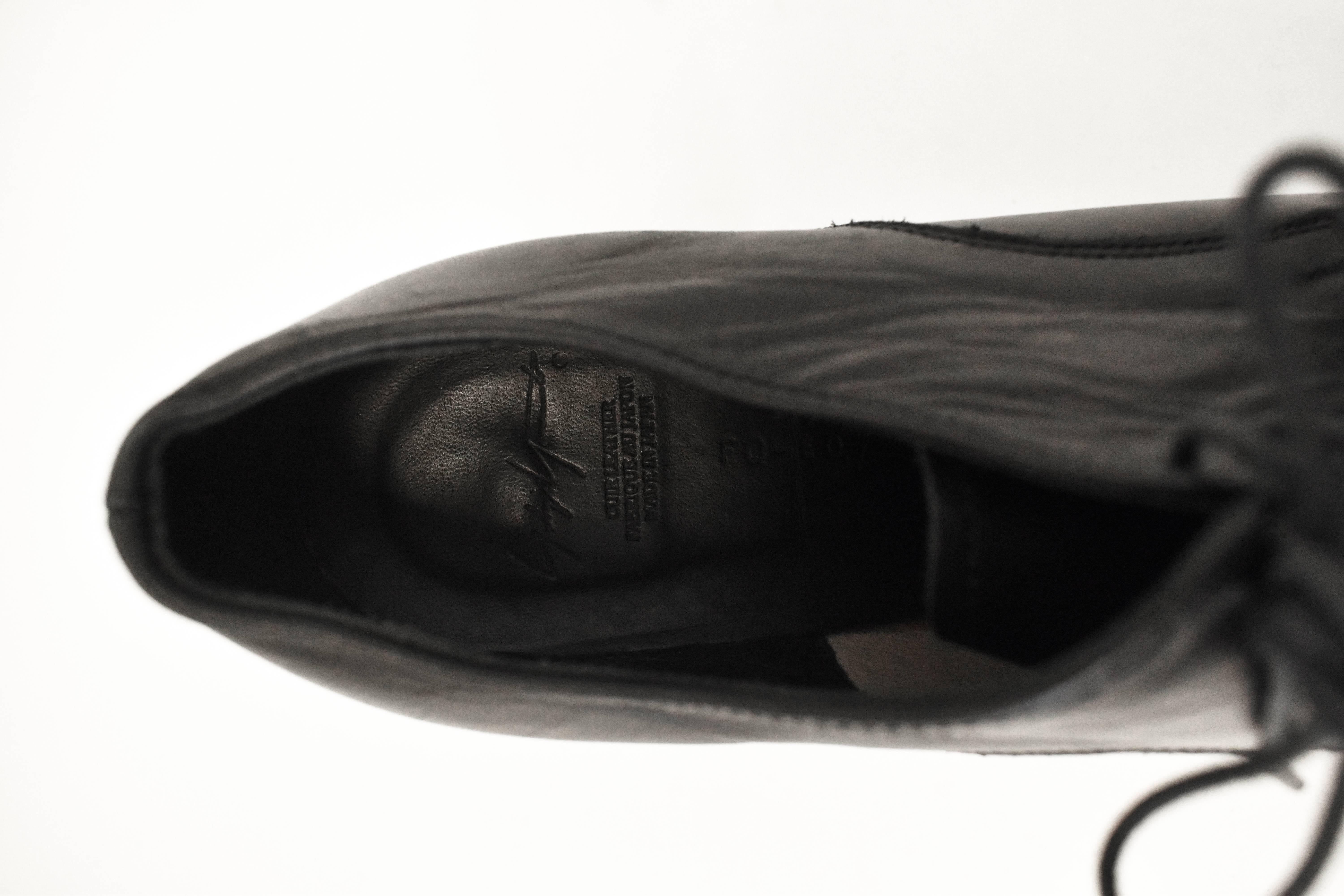 Yohji Yamamoto Black Platform Lace-Up Shoes 3