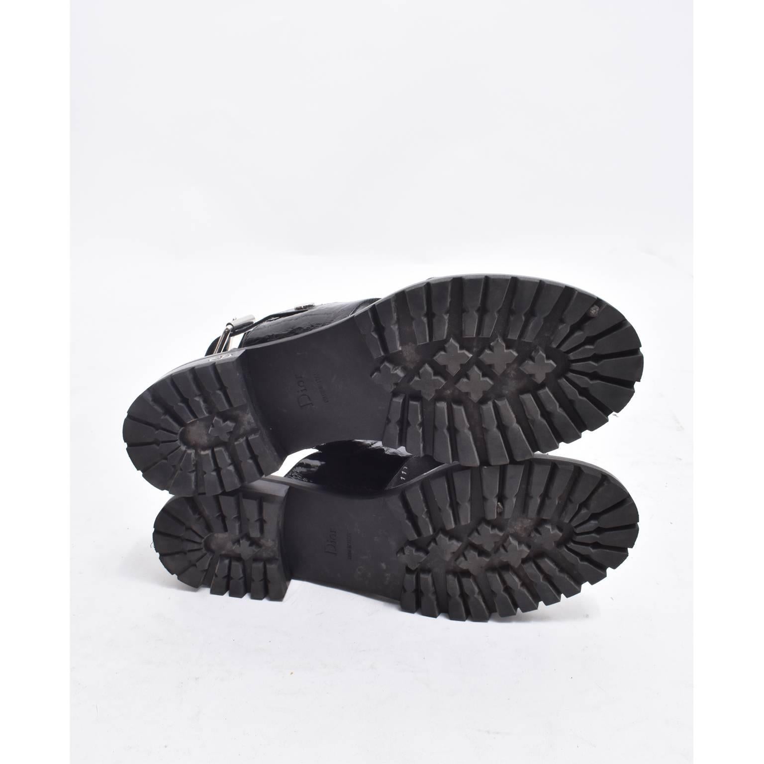 Christian Dior Black Leather Sandals with Crystal Detail Embellishments 1