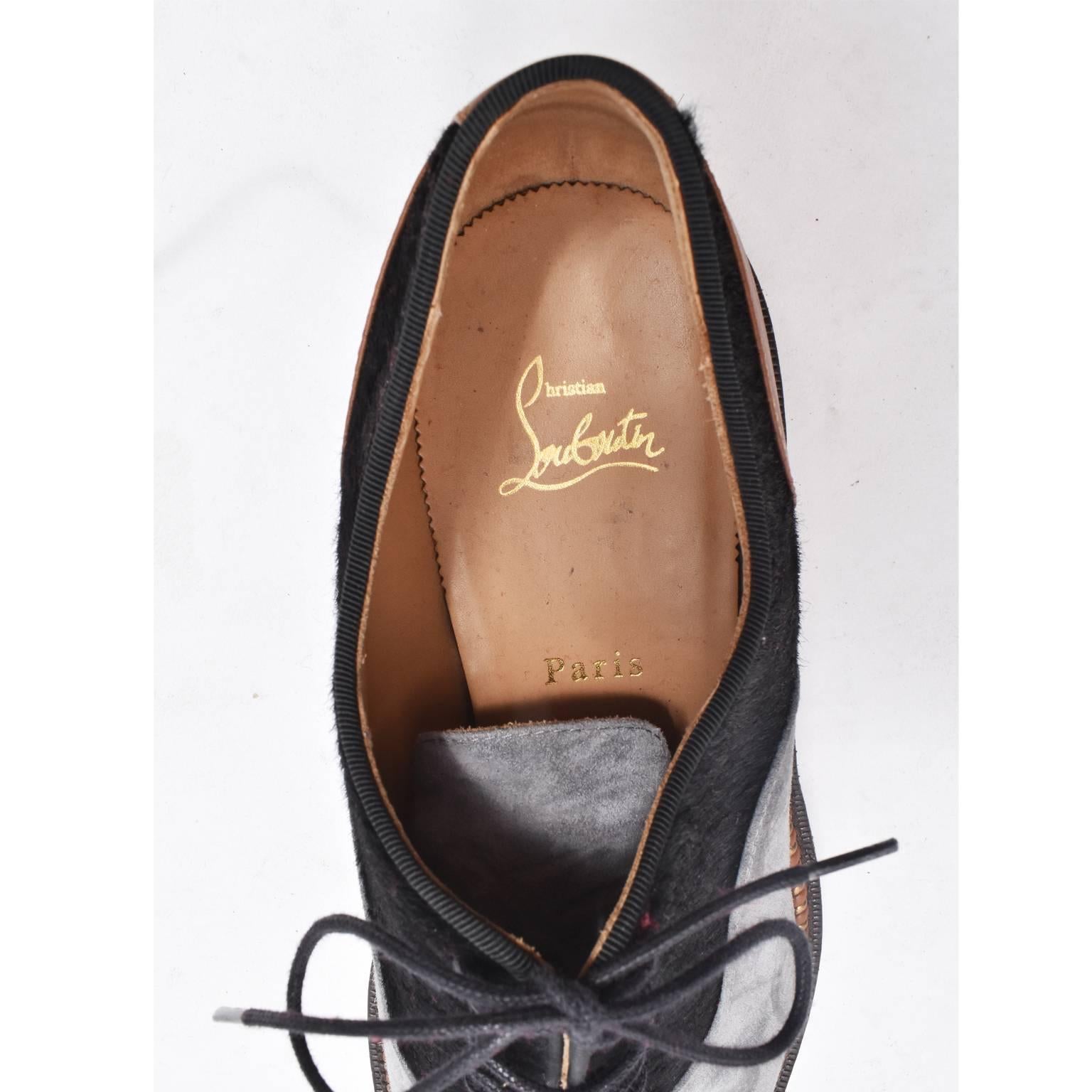Christian Louboutin Mixed Leather Shoes with Chain Embellishment In Excellent Condition For Sale In London, GB