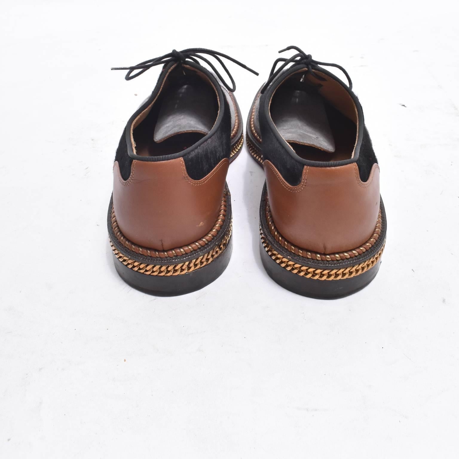 Women's or Men's Christian Louboutin Mixed Leather Shoes with Chain Embellishment For Sale