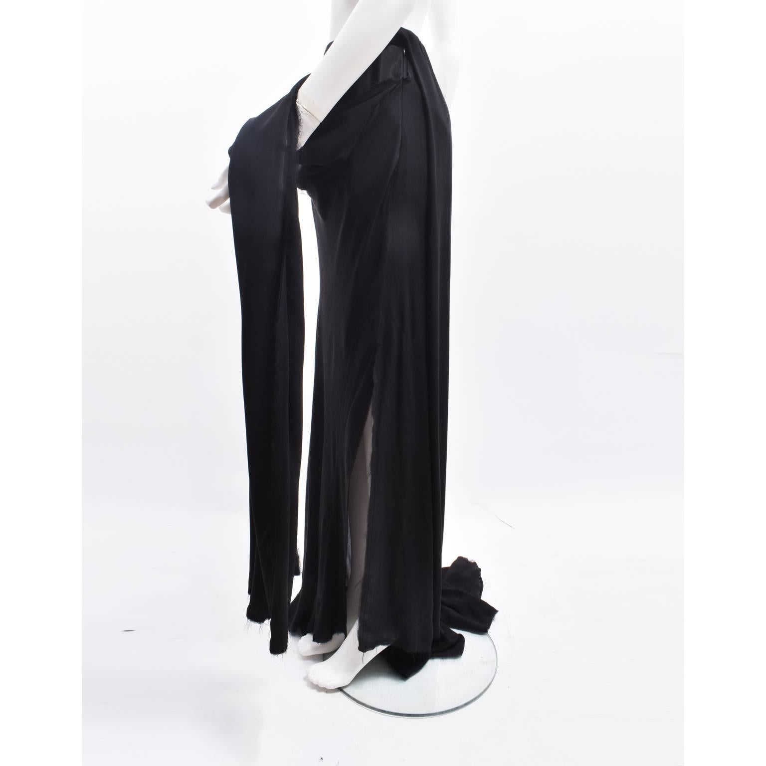 Women's Vivienne Westwood ‘Acorn’ Black Asymmetric Skirt with Side Knot and Slit Details For Sale