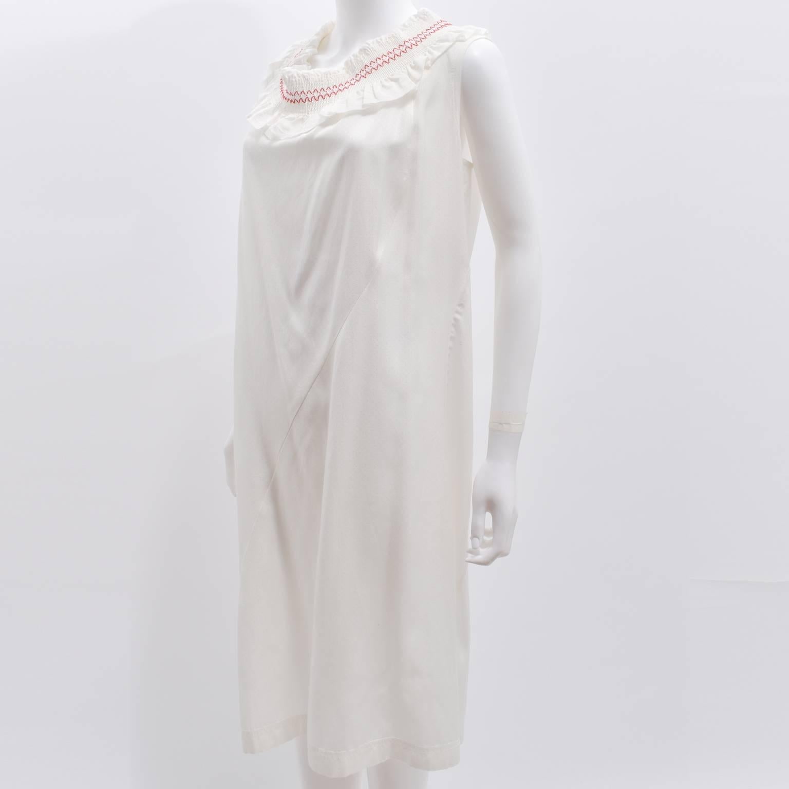 Gray Comme des Garcons Tricot White Dress with Shirred Neckline 2002 For Sale