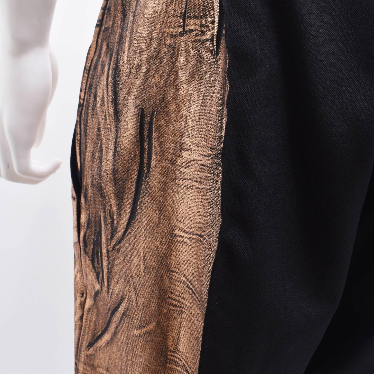 Maison Martin Margiela Black Wool Trousers with Metallic Bronze ‘Paint’  For Sale 1