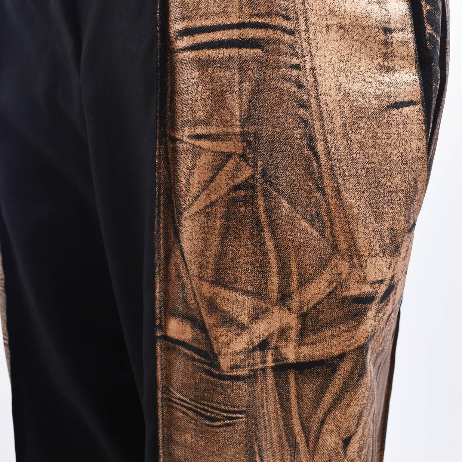 Maison Martin Margiela Black Wool Trousers with Metallic Bronze ‘Paint’  For Sale 2