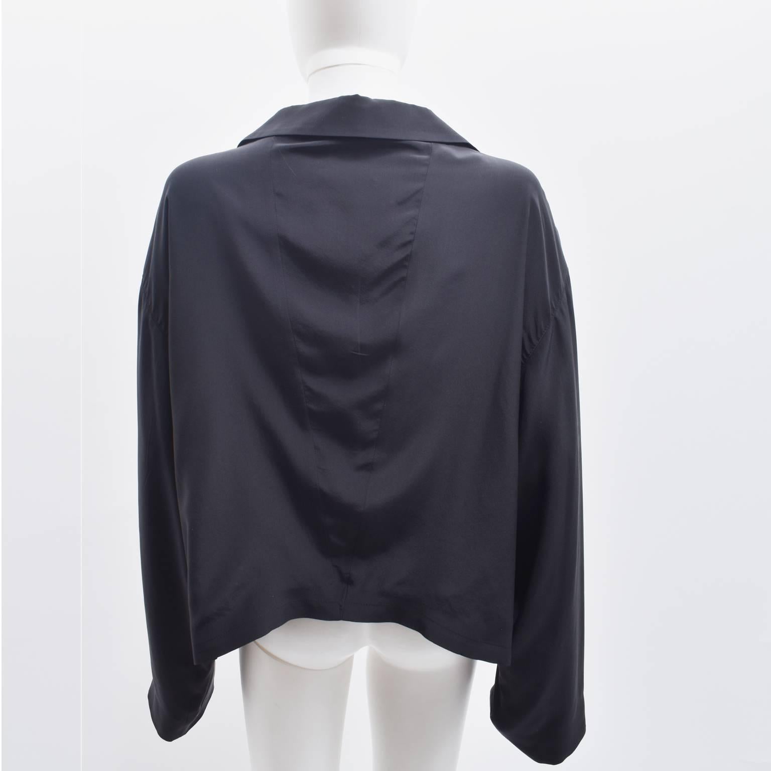  Prada Oversize Black Silk Boxy Tuxedo Jacket In Excellent Condition For Sale In London, GB