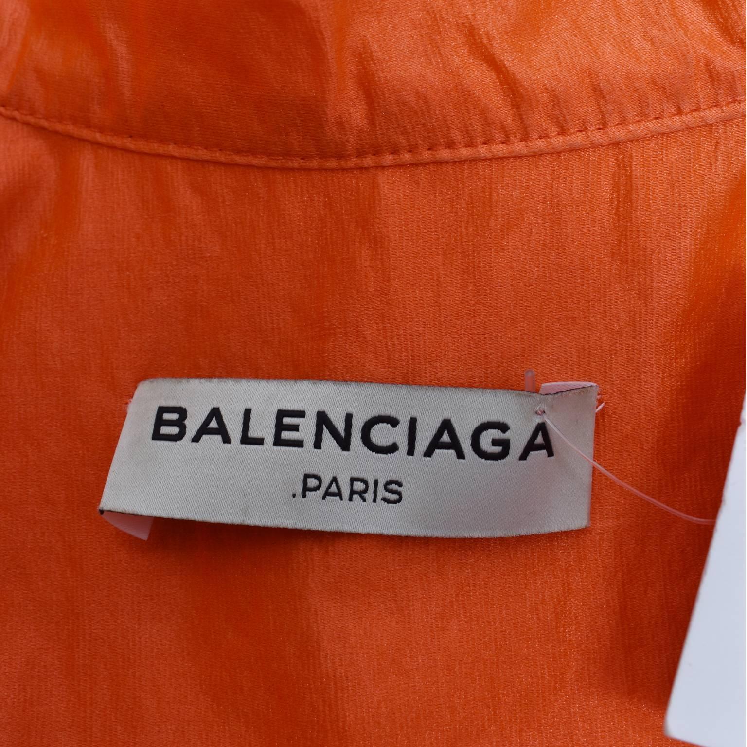 Balenciaga Orange Sleeveless Vest Shirt with Collar Details  For Sale 2