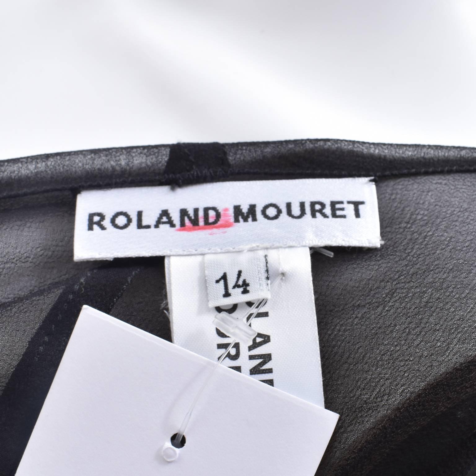 Roland Mouret Black Sheer Silk Tie Blouse with Cut-Out Details c.2010 For Sale 4