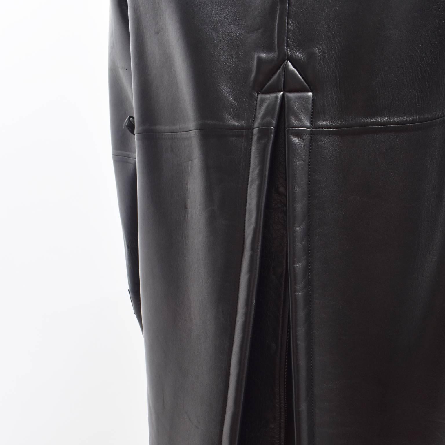 Burberry Prorsum Black Leather Long Coat A/W13 (SAMPLE) For Sale 1