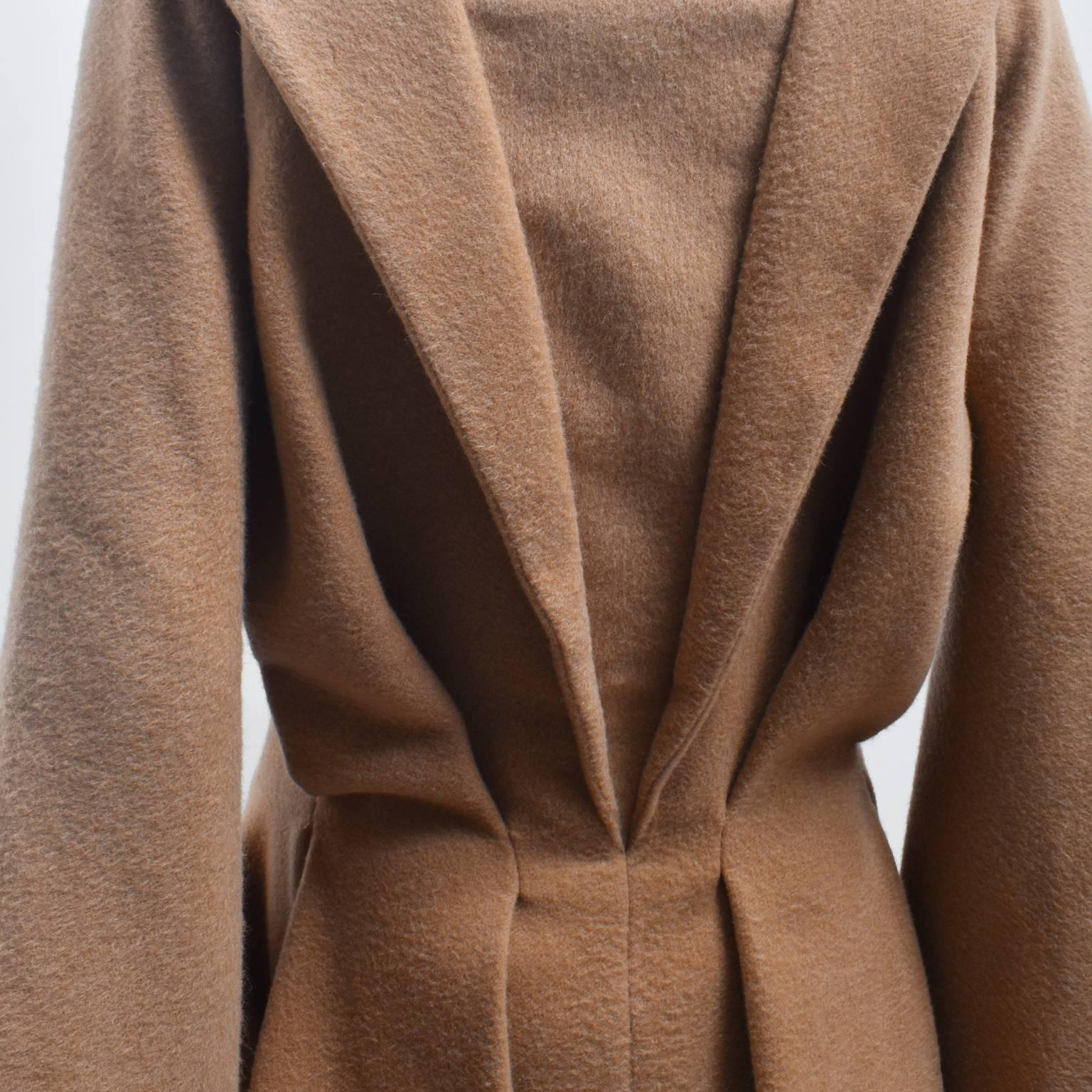 Women's Alexander McQueen Camel Cashmere Coat with Connected Bell Sleeves
