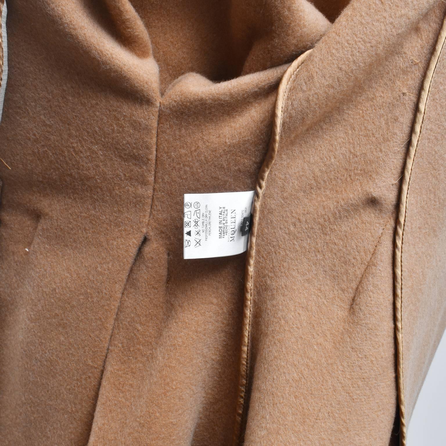 Alexander McQueen Camel Cashmere Coat with Connected Bell Sleeves 2