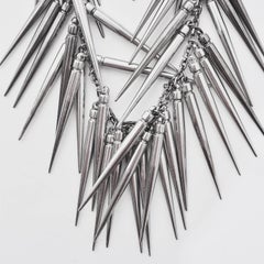 Burberry Prorsum Gunmetal Long Spike Chain Statement Necklace 2010