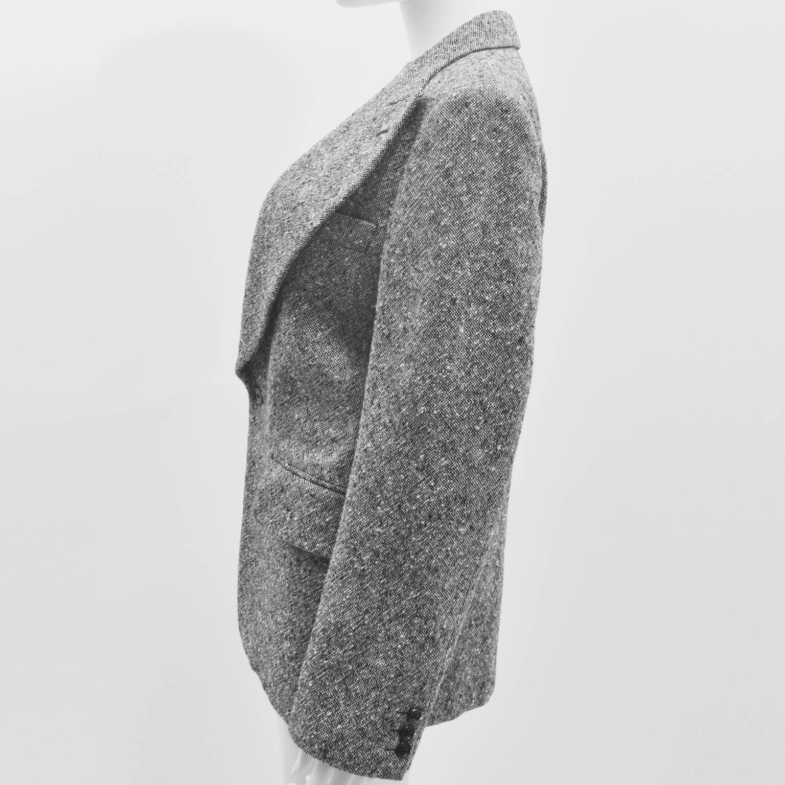 Gray Comme des Garcons Grey and White Wool Woven Sports Jacket 2001