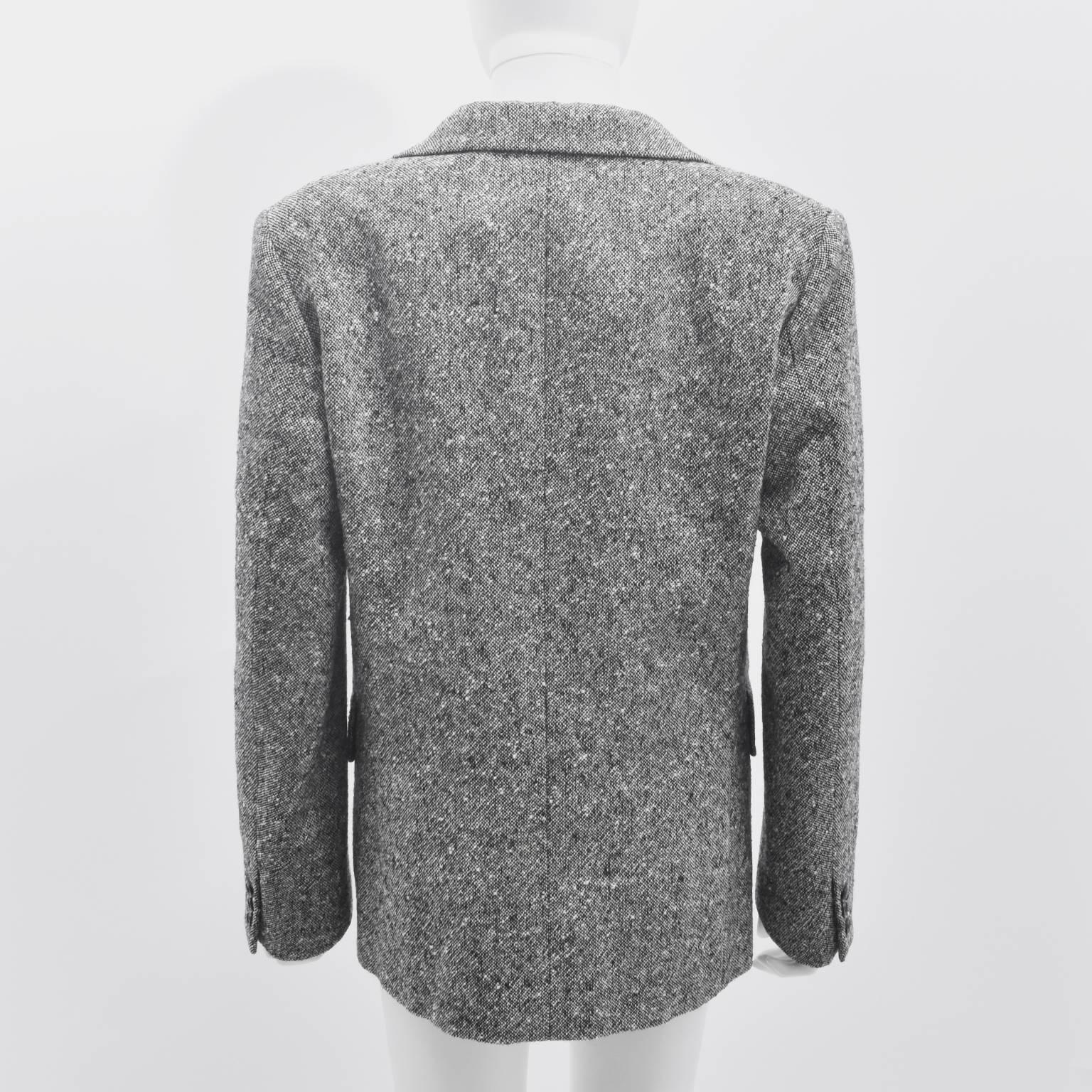 Women's Comme des Garcons Grey and White Wool Woven Sports Jacket 2001