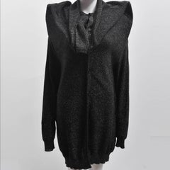 Maison Martin Margiela Black and Silver Glitter Knit with Exaggerated Shoulders