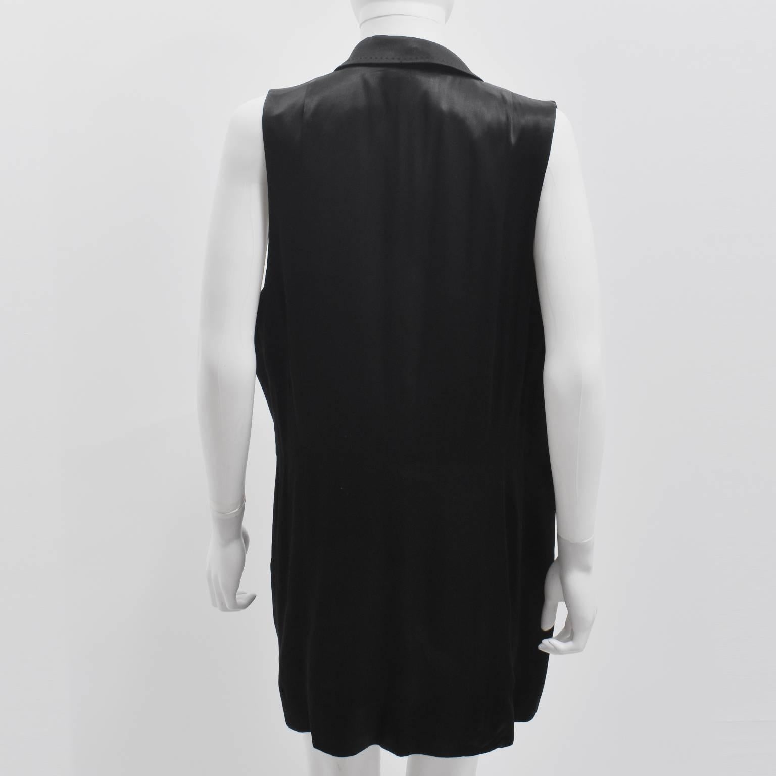 Women's Ann Demeulemeester Sleeveless Tuxedo Jacket with Detachable Tassel Scarf 