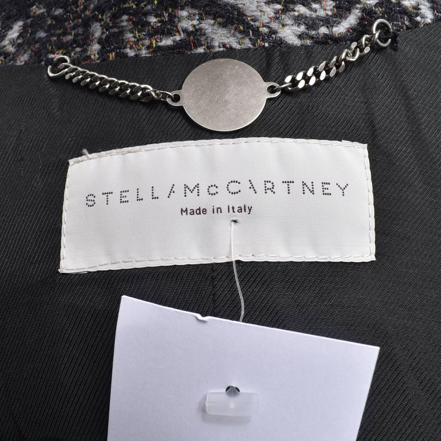 Stella McCartney Grey Brocade Pattern Cocoon Coat with Geometric Sleeves 3
