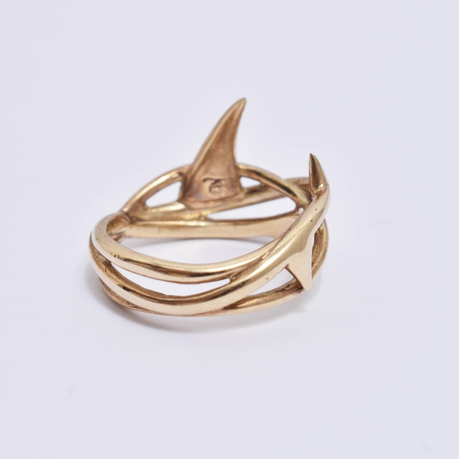 An iconic gold ring by celebrated jewellery designer Shaun Leane for Alexander McQueen. The pair had a strong working relationship with Leane creating some of the most extravagant and sculptural pieces for McQueen’s theatrical runway shows. 
There
