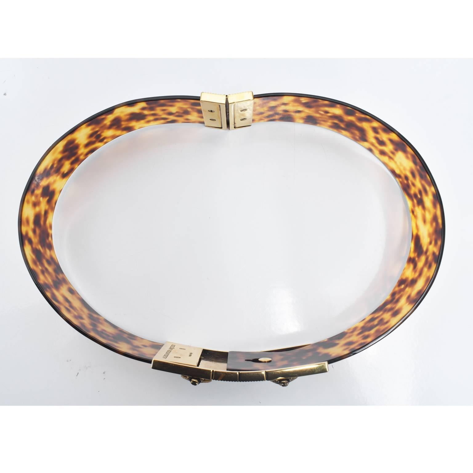 Brown Alexander McQueen Tortoiseshell Perspex Belt with Gold Clasp and Bees S/S13 For Sale