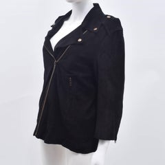Acne Studios Black Suede Biker Jacket with Cropped Sleeves