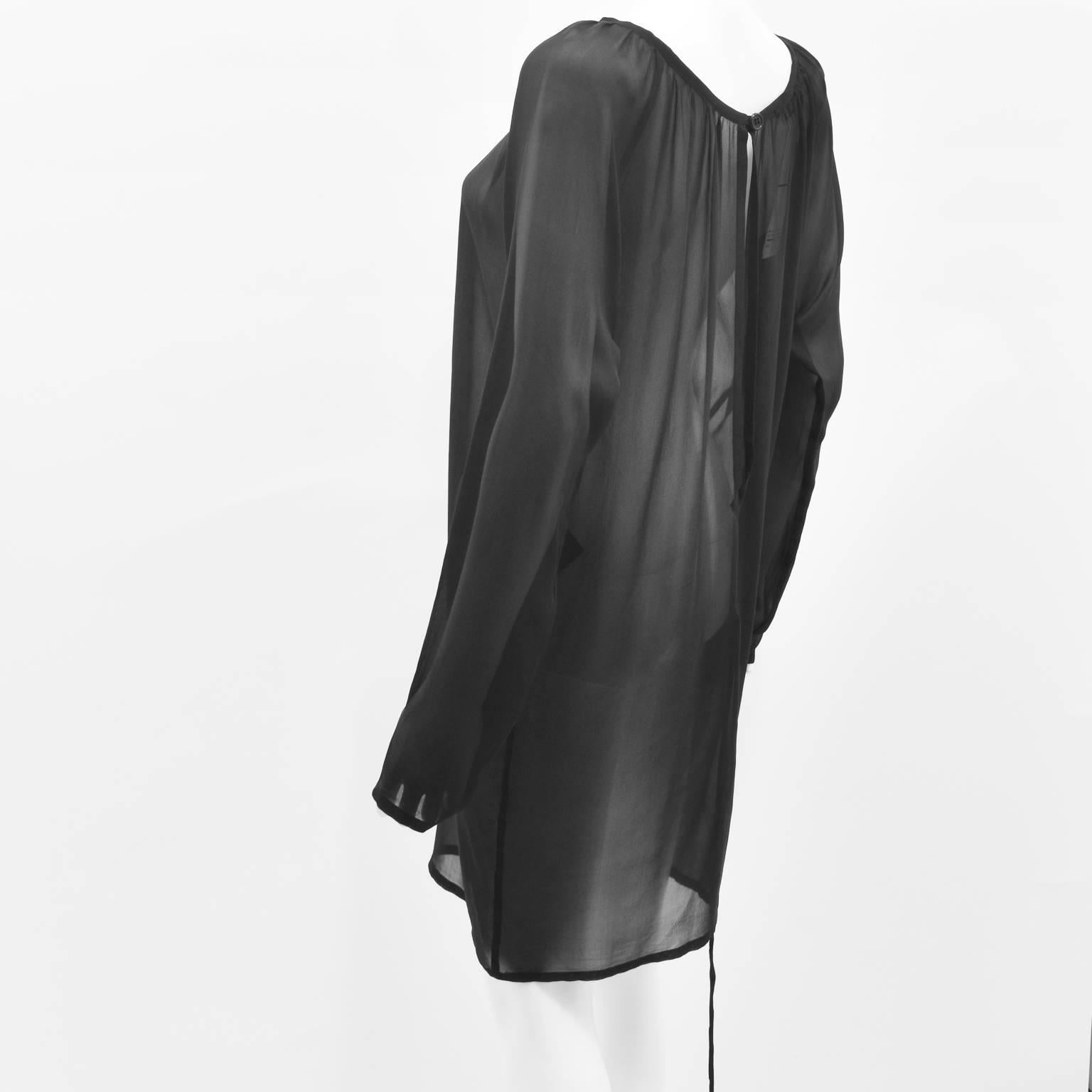 Women's Ann Demeulemeester Black Silk Sheer Multifunction Top/Dress