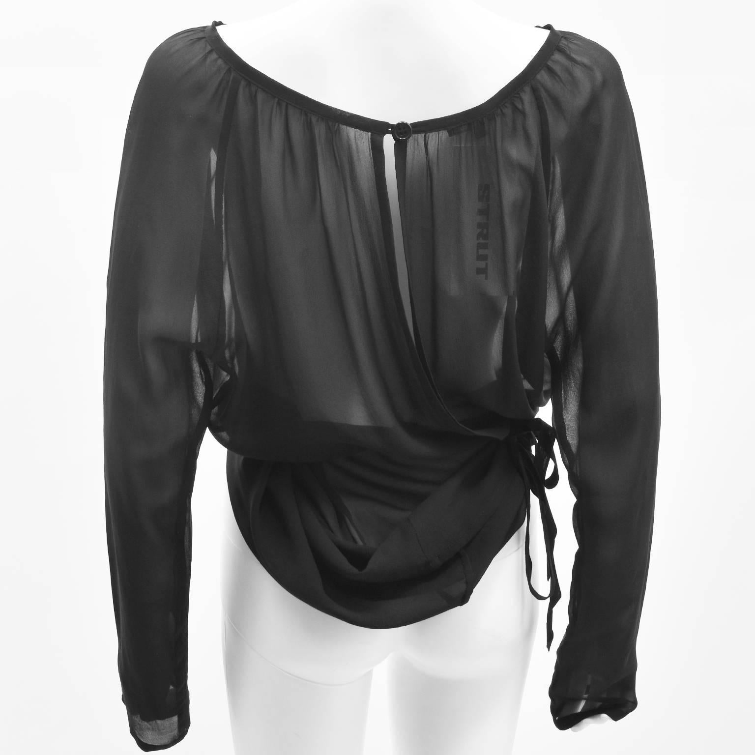 Ann Demeulemeester Black Silk Sheer Multifunction Top/Dress 3
