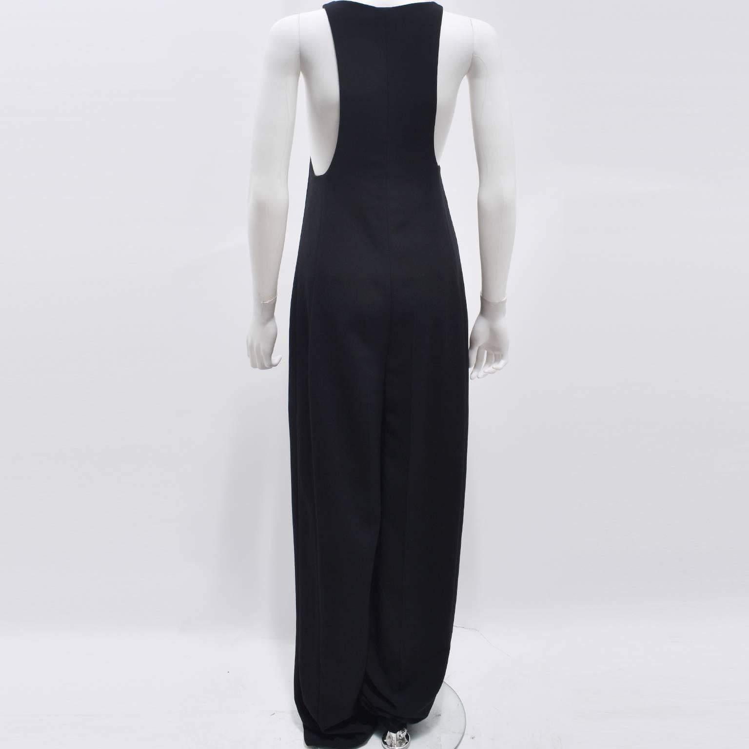 Celine Black Zip Front Sleeveless Jumpsuit  For Sale 2