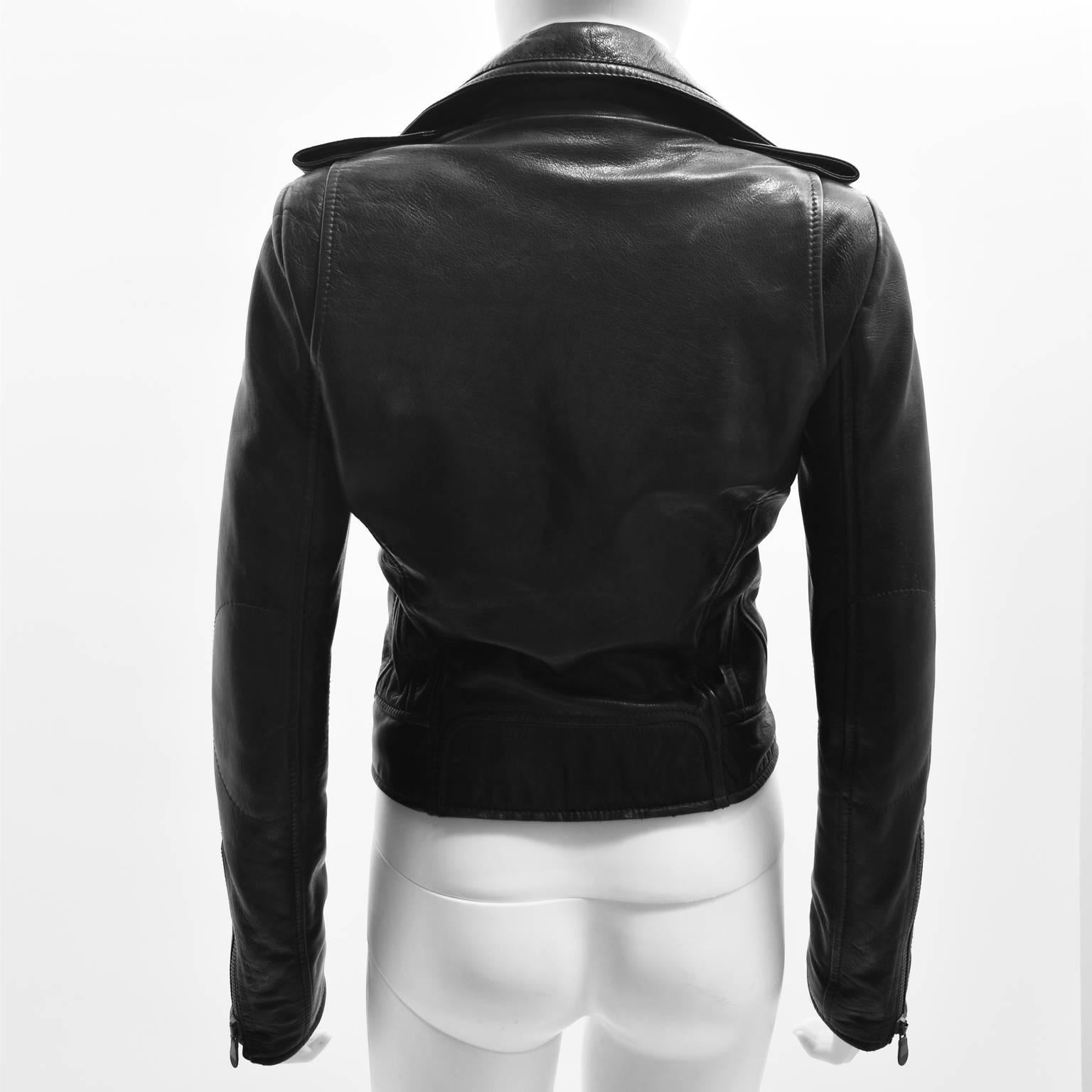Balenciaga Black Leather Cropped Biker Jacket 1