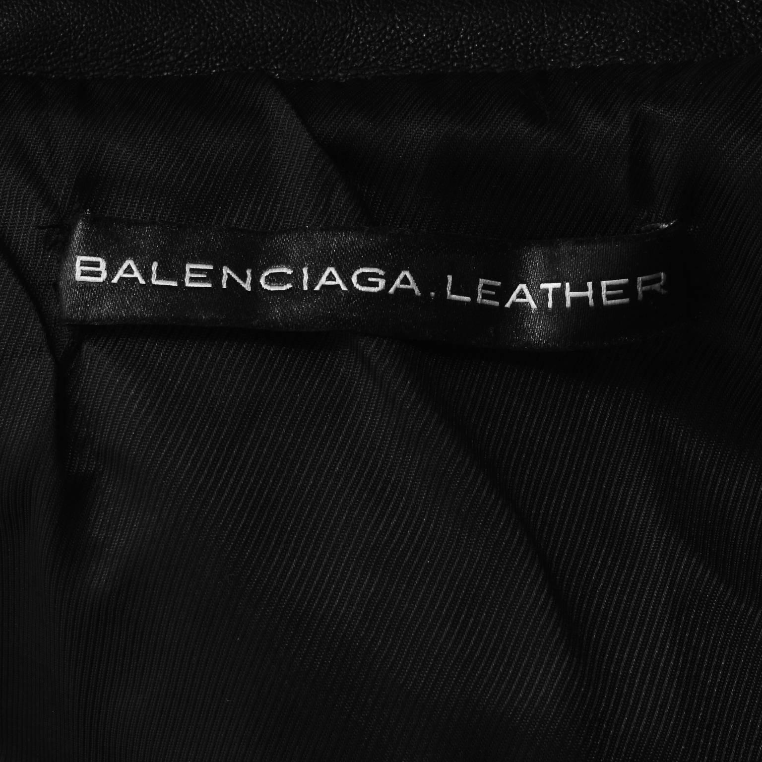 Balenciaga Black Leather Cropped Biker Jacket 3