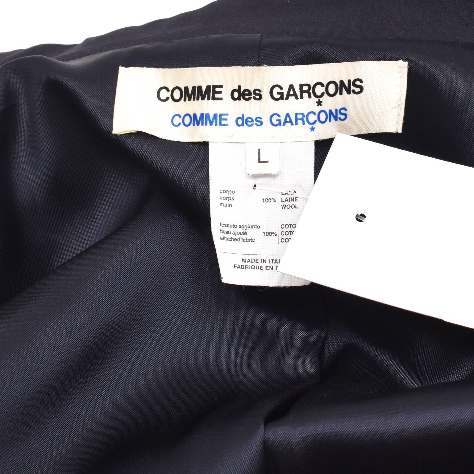 Comme des Garcons Navy Blazer with Velvet Cross Front Panels For Sale 1