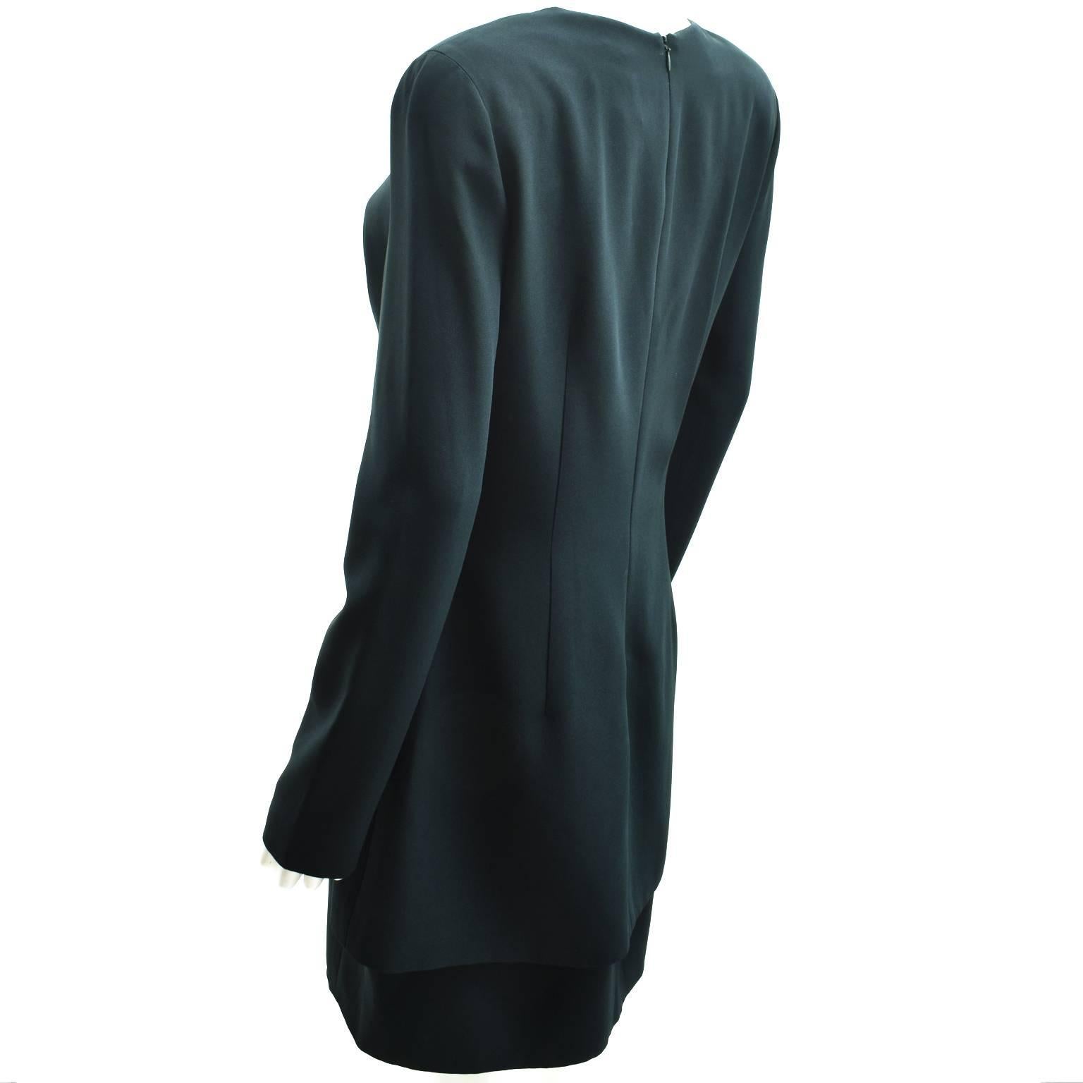 Alexander McQueen Teal Long Sleeve Structured Dress In Excellent Condition For Sale In London, GB