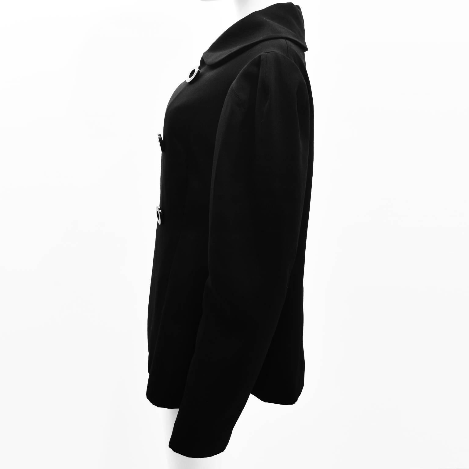 Yohji Yamamoto Black Double Breasted Jacket with Round Collar Oversized Sleeves In Good Condition For Sale In London, GB