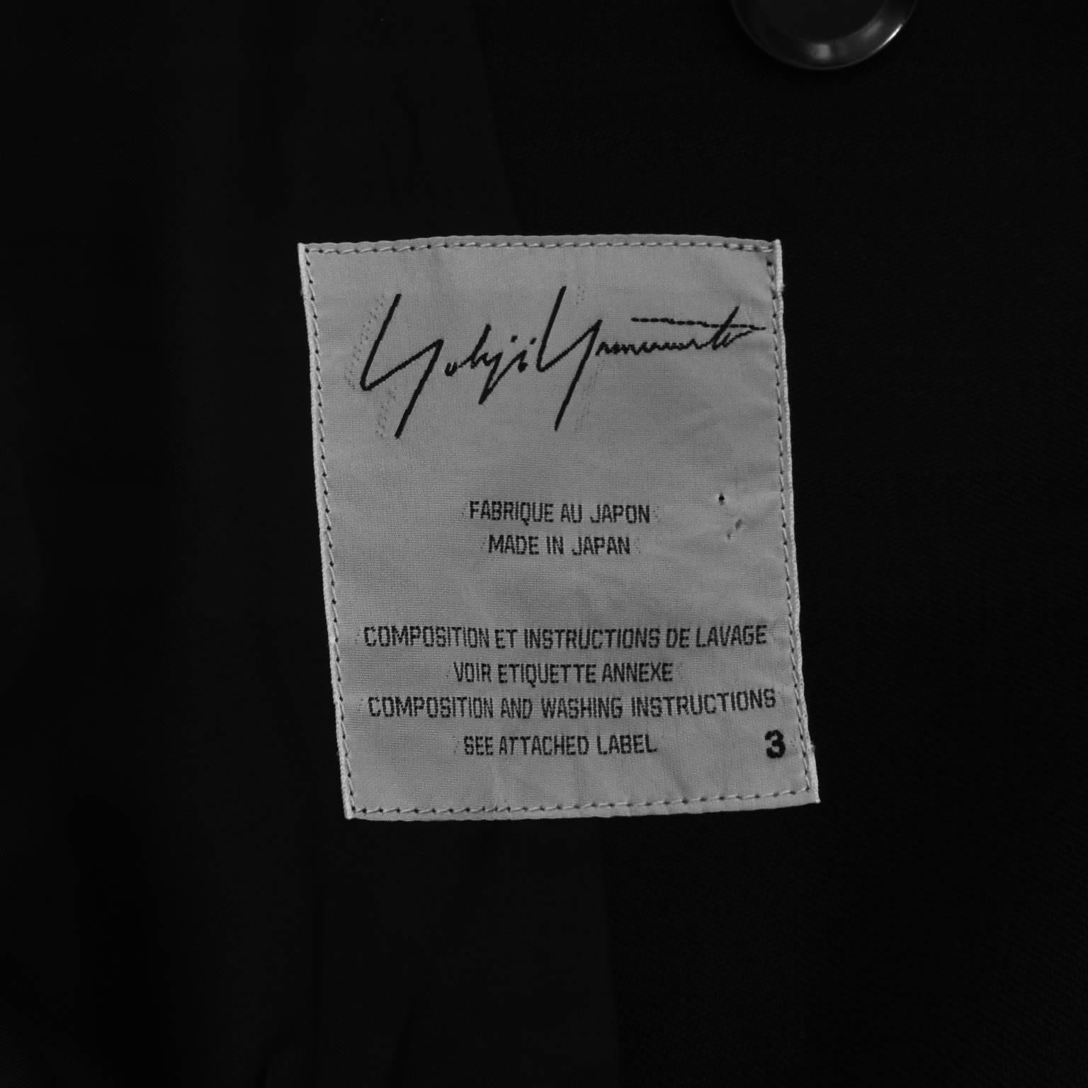 Yohji Yamamoto Black Double Breasted Jacket with Round Collar Oversized Sleeves For Sale 3
