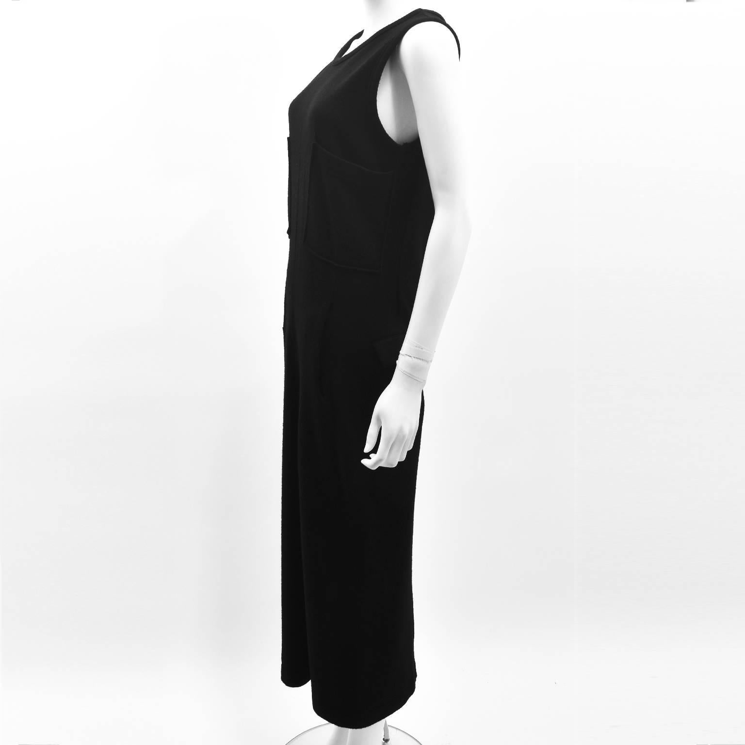 Y’s Yohji Yamamoto Black Long Dress with Multiple Pocket Details 1990’s In Good Condition In London, GB
