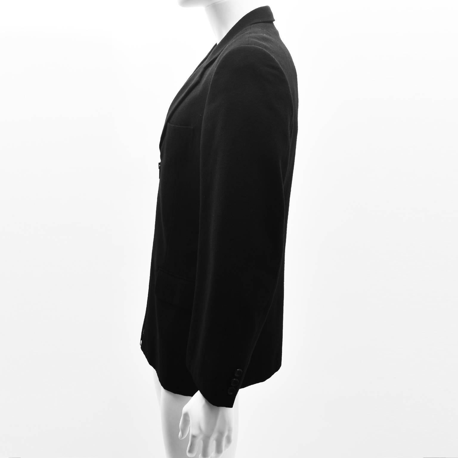 Comme des Garcons Homme Black Wool Blazer with Contrast White Zip  In Excellent Condition For Sale In London, GB