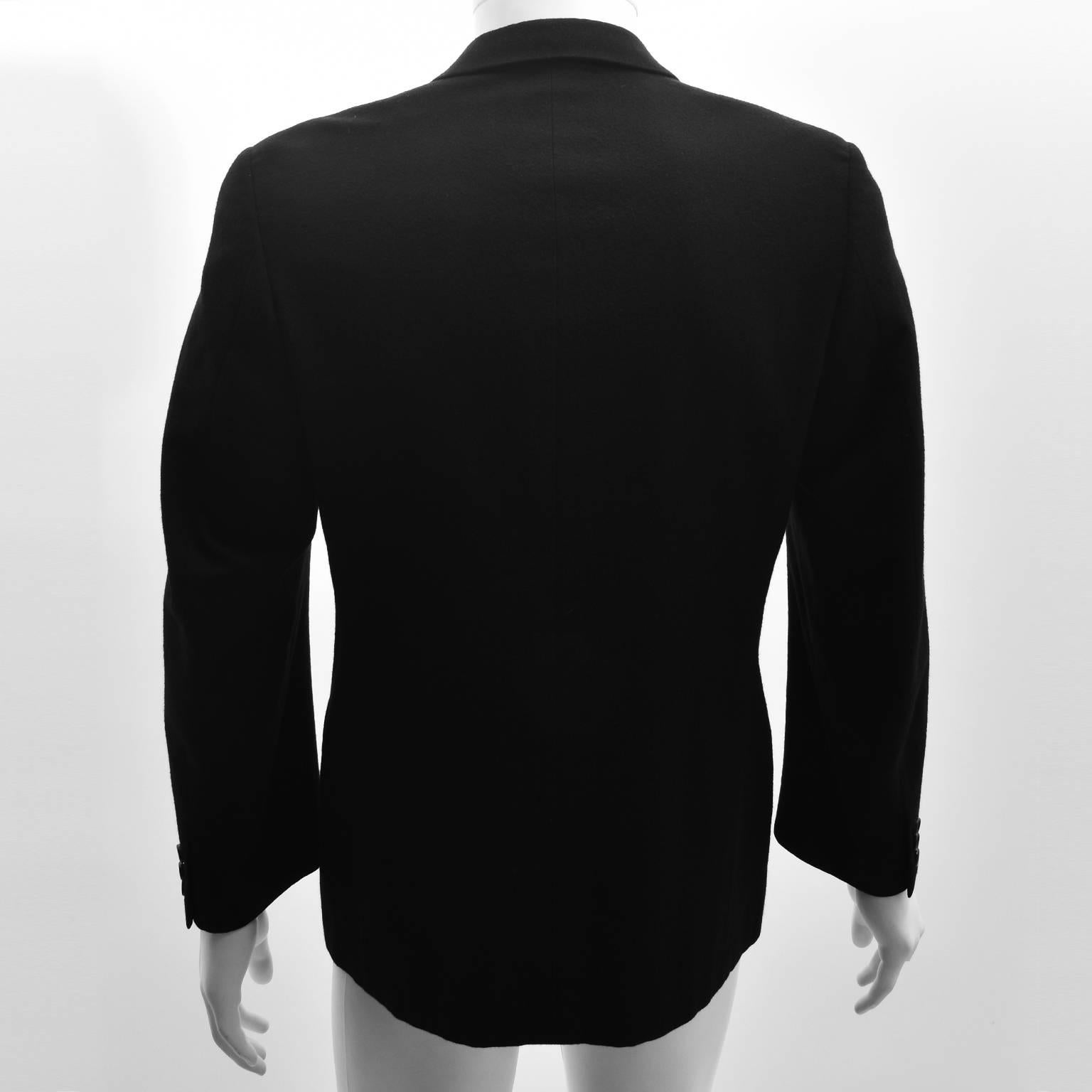 Comme des Garcons Homme Black Wool Blazer with Contrast White Zip  For Sale 2
