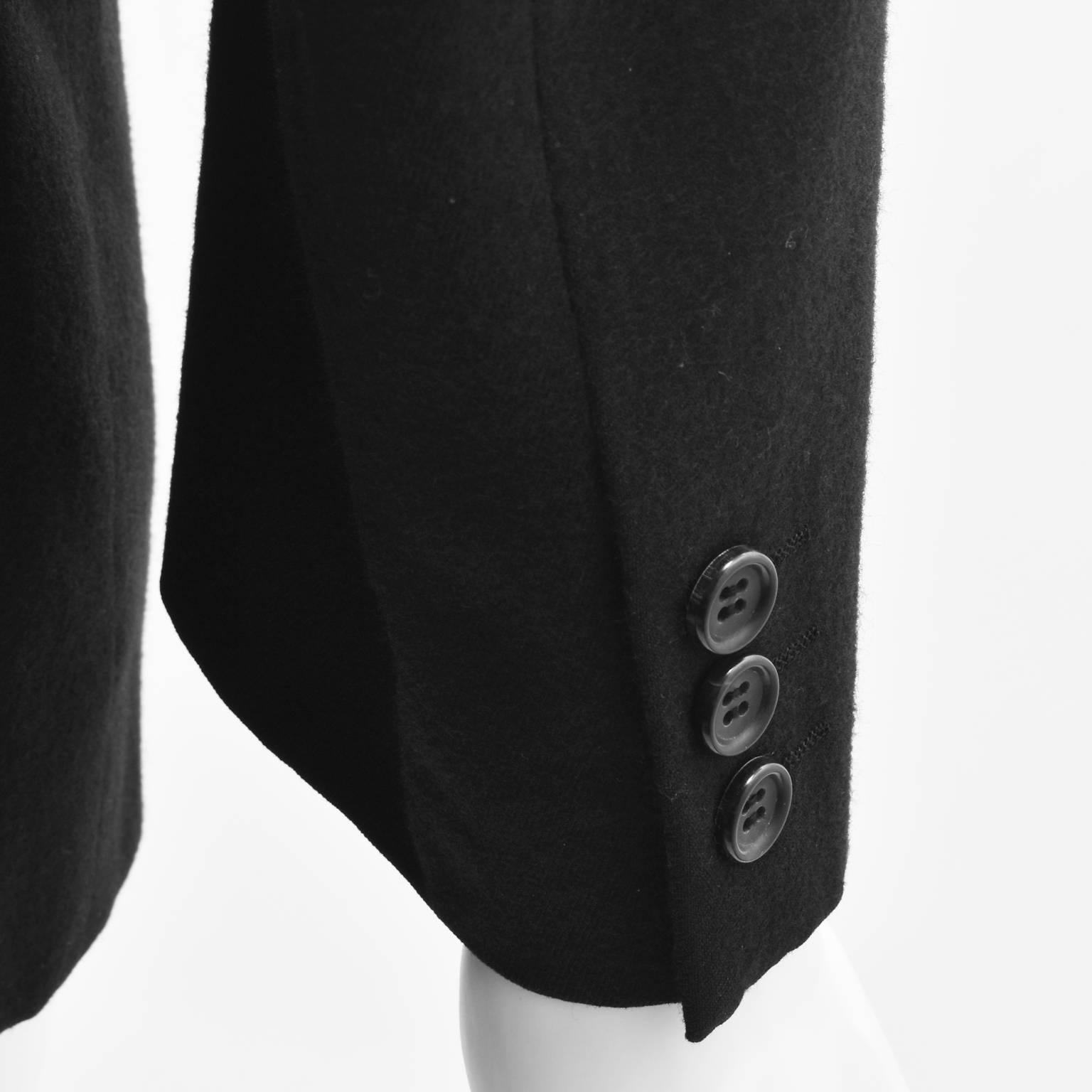Comme des Garcons Homme Black Wool Blazer with Contrast White Zip  For Sale 3