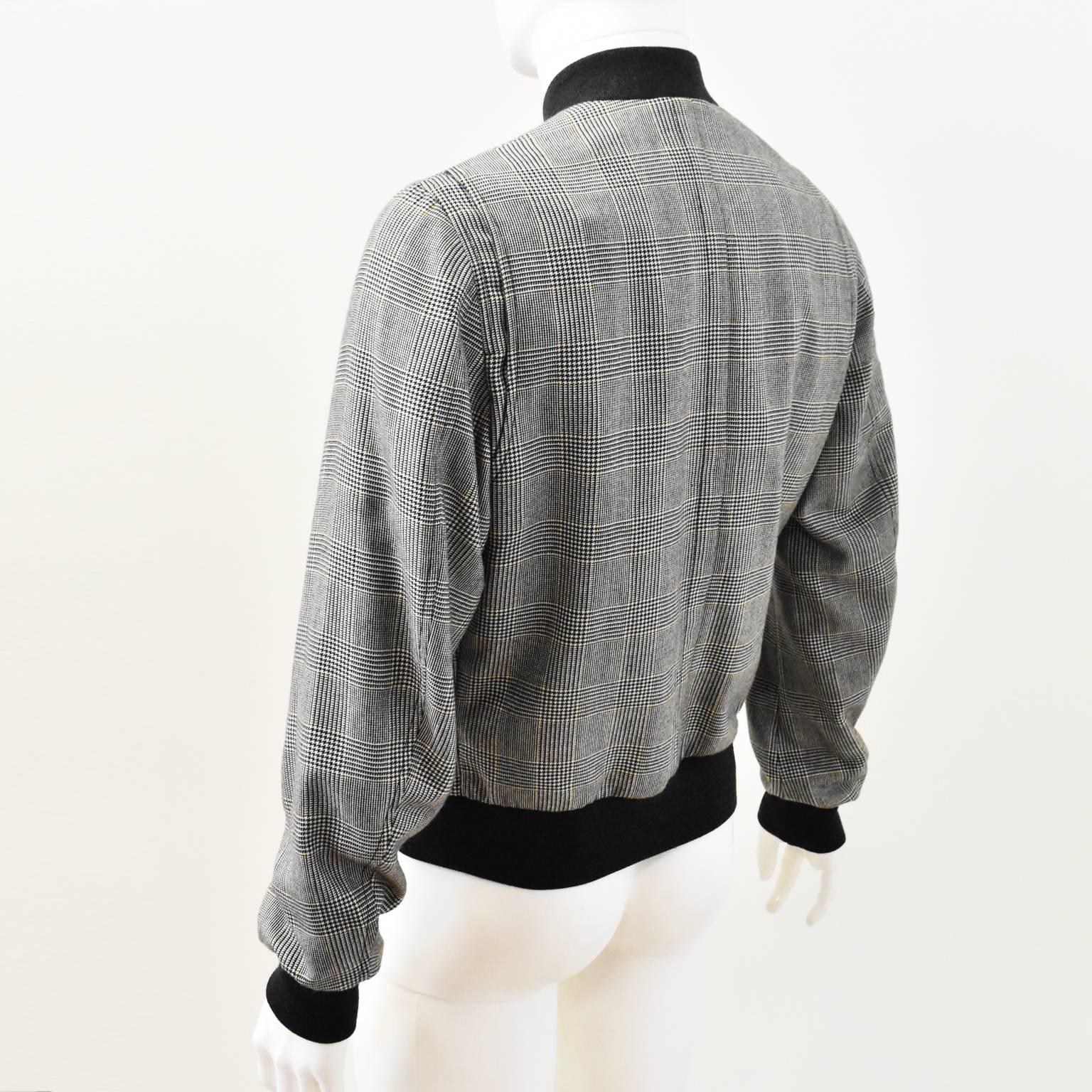 Gray Alexander McQueen Grey Prince of Wales Check Cashmere Bomber Jacket A/W 14 For Sale