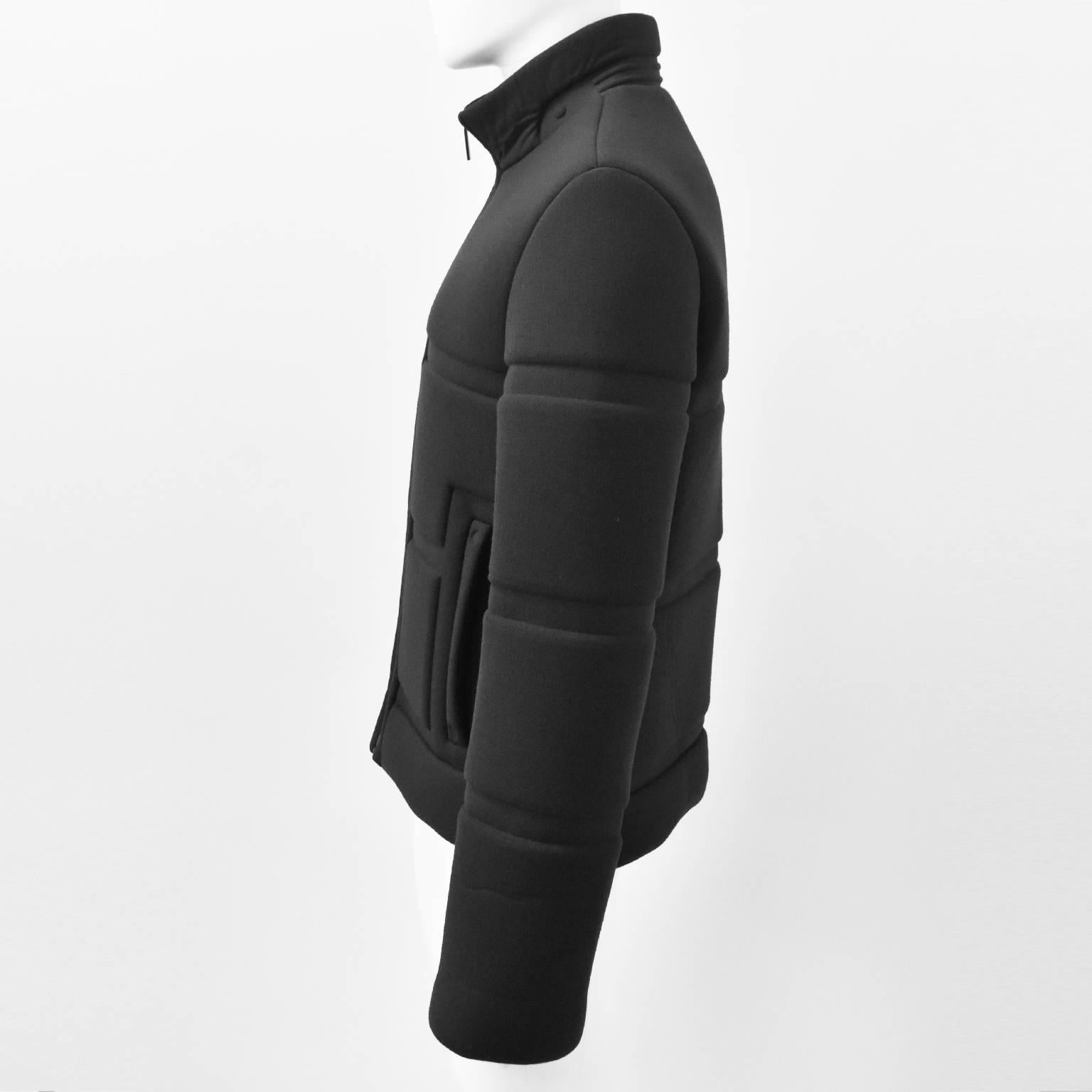 Black Calvin Klein Grey Neoprene-Style Geometric Structured Jacket For Sale