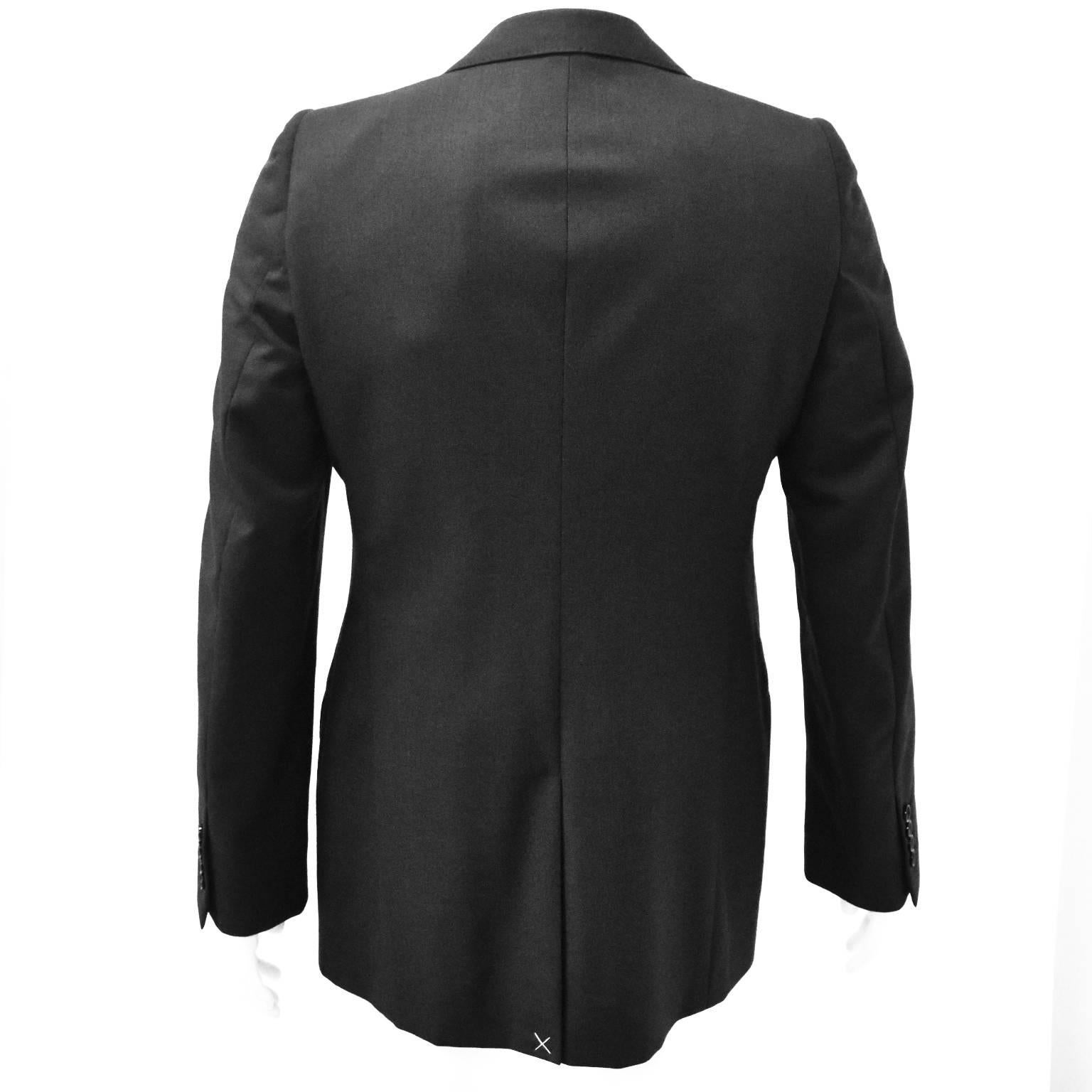 Men's Alexander McQueen Dark Grey Tailored Wool Jacket For Sale