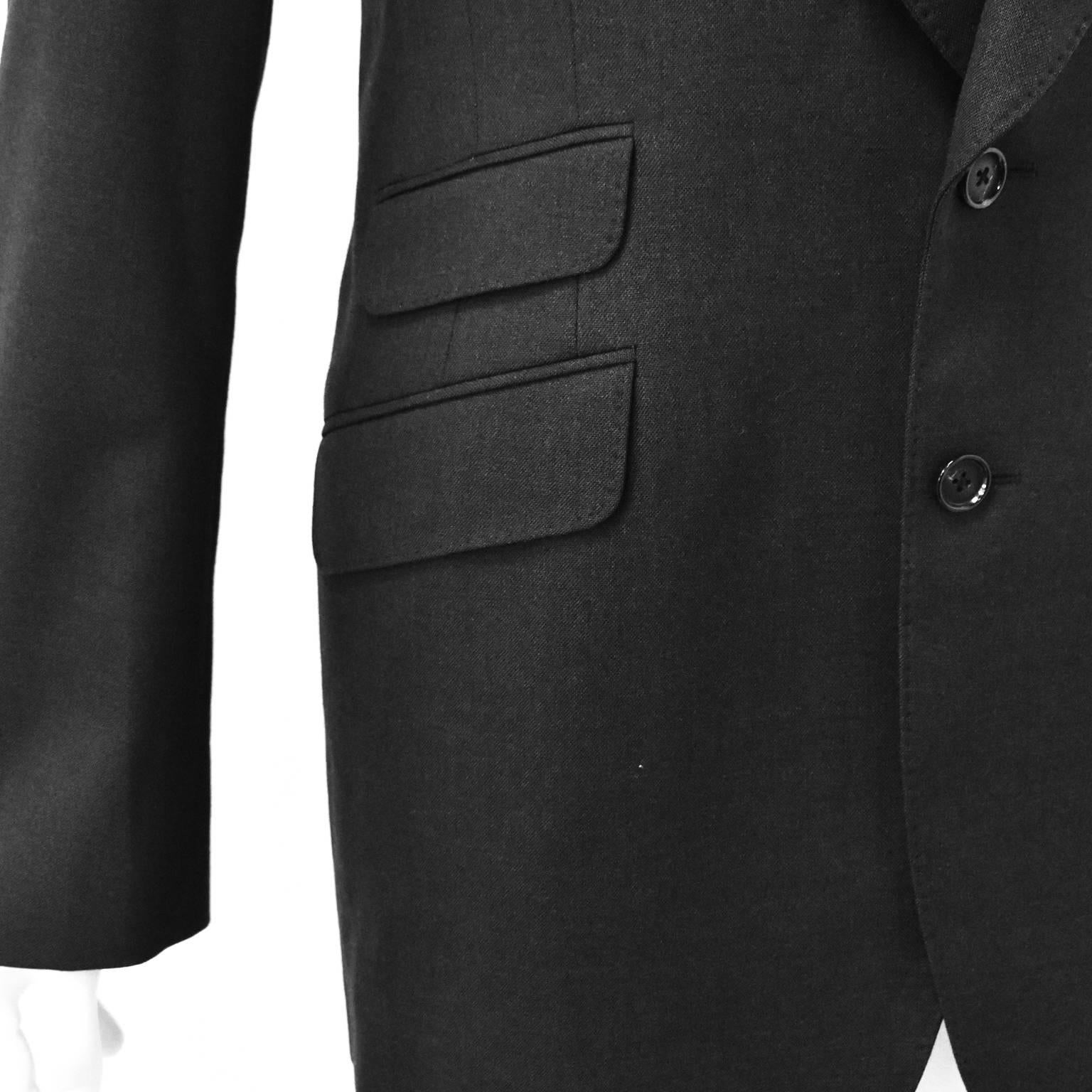 Alexander McQueen Dark Grey Tailored Wool Jacket For Sale 2