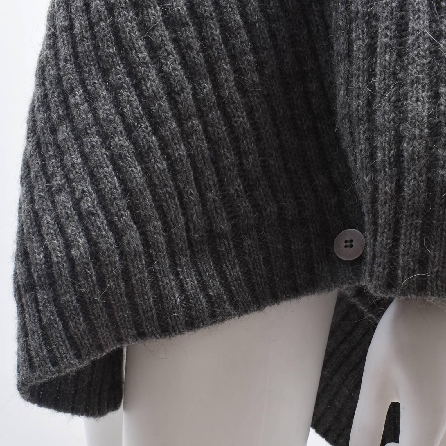 MM6 Maison Margiela Grey Thick Alpaca Blend Chevron Knit Poncho 4
