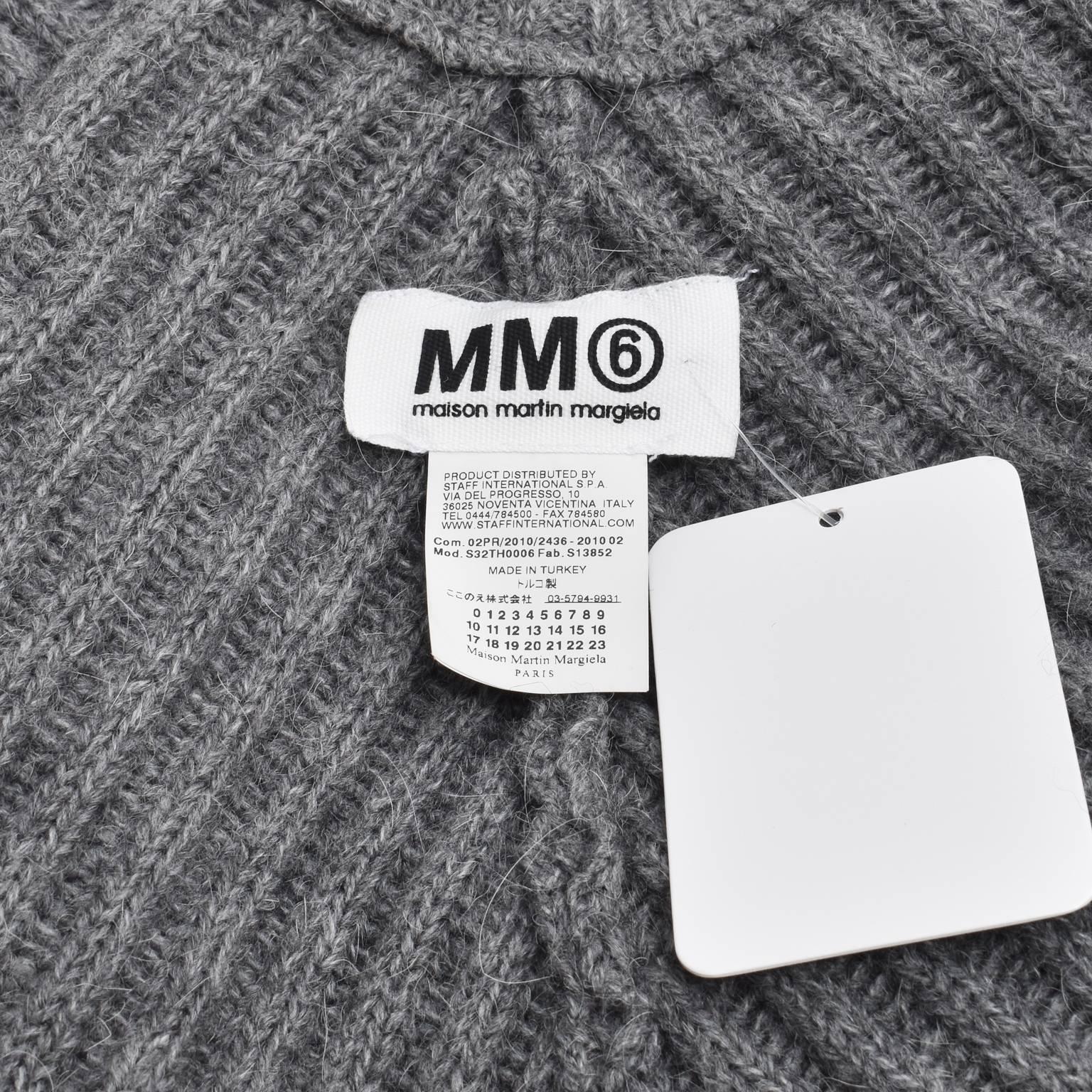 MM6 Maison Margiela Grey Thick Alpaca Blend Chevron Knit Poncho 5