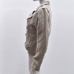 Marques Almeida Beige Raw Linen Biker Jacket with Raw Edges