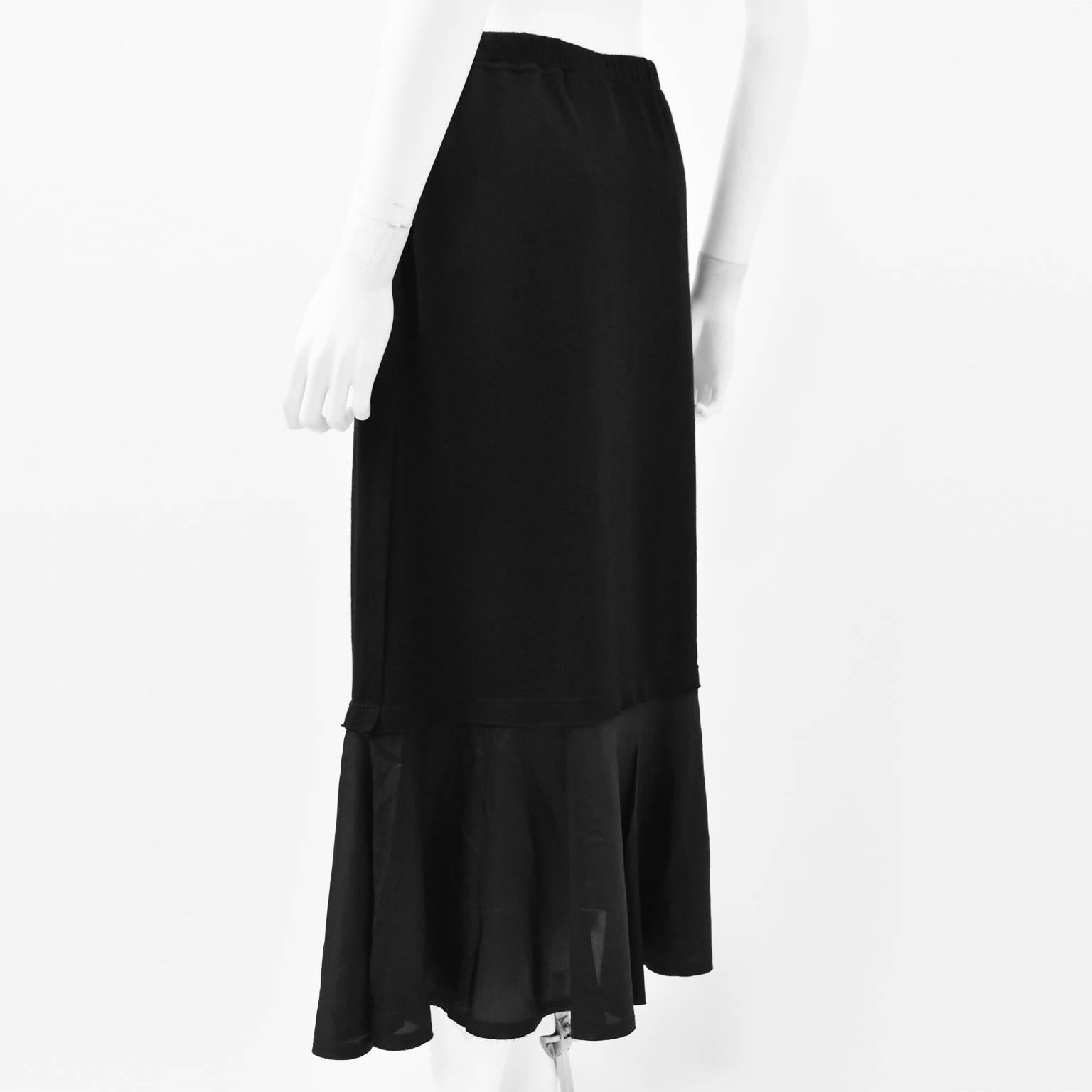 Women's  Comme des Garcons Black Wool and Rayon Contrast Hem Skirt  For Sale