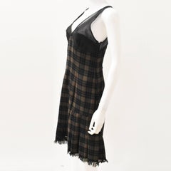 Jean Paul Gaultier Green Check Dress with Sheer Panel Details 1990’s