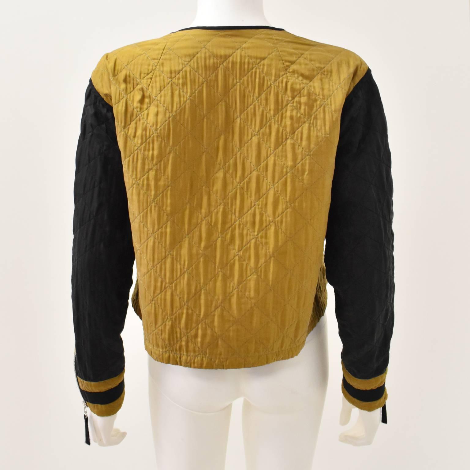 Orange Dries Van Noten Camel and Black Cotton Quilted Cropped Jacket For Sale