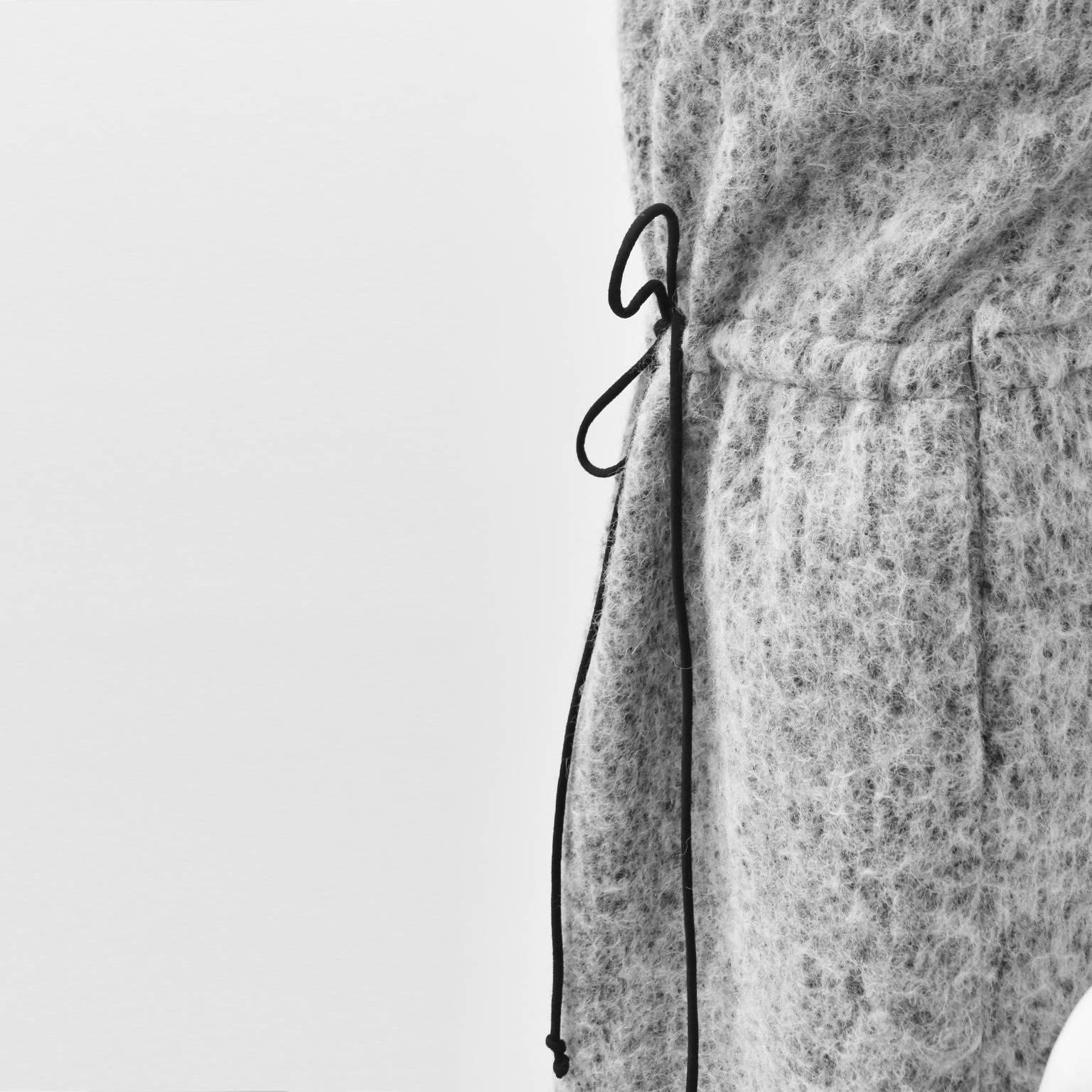 Women's or Men's Junko Shimada Grey Textured Wool Sleeveless Dress with Drawstring Waist For Sale