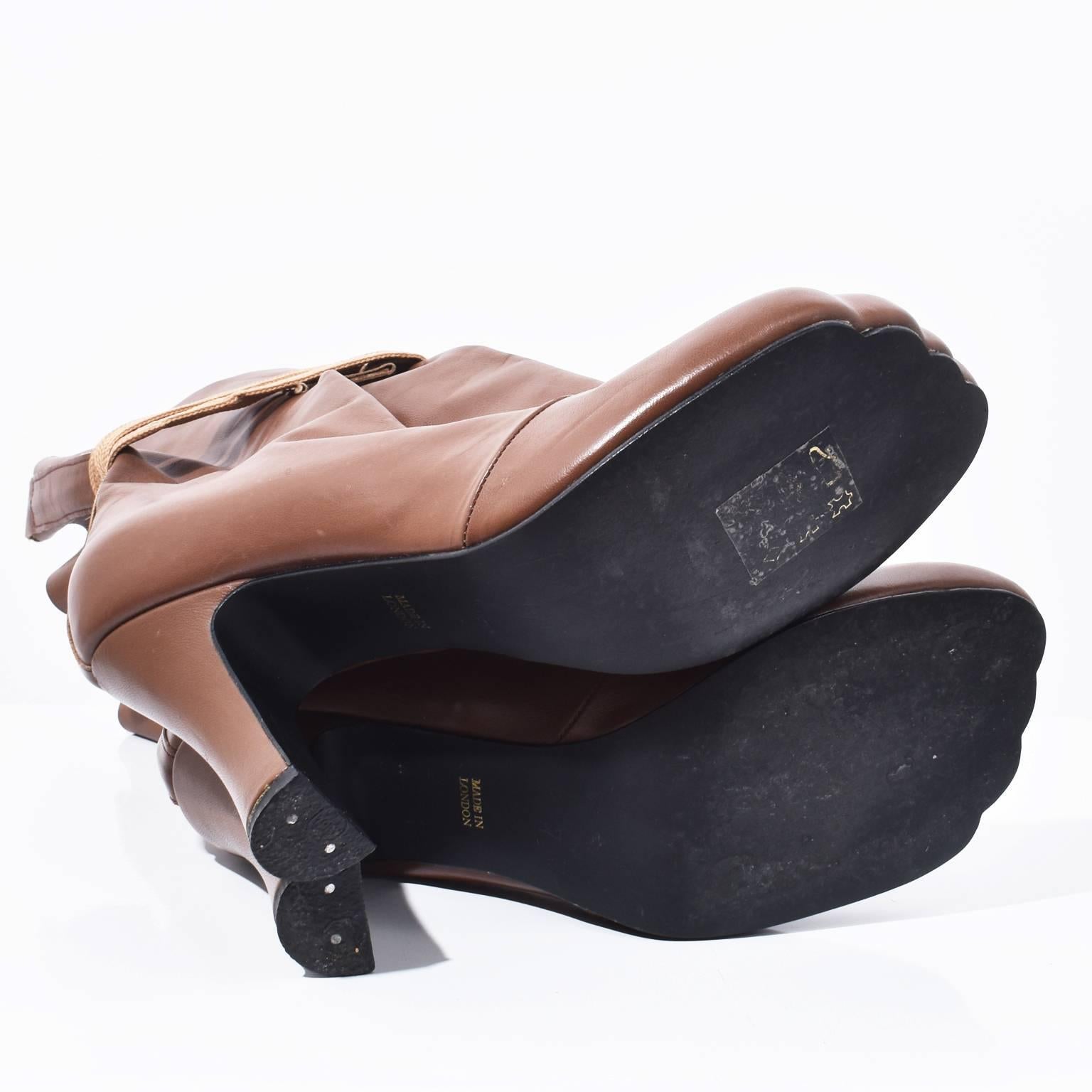 Vivienne Westwood Gold Label Light Brown Leather Bag Boots 1